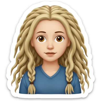 white girl, long wavy hair with just some dreadlocks  sticker