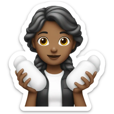 girl with white foam rubbe in hands sticker