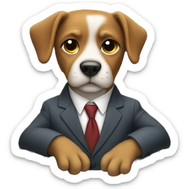 A dog driving a truck In a suit sticker