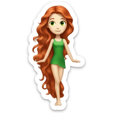long-haired redhead woman with green eyes in the splits sticker
