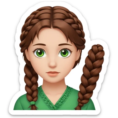D’une fille au yeux vert avec les cheveux marron mode tresse collée et voilà  sticker