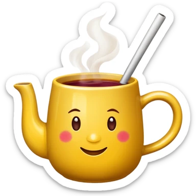 a yellow mug with steaming mulled wine without face

 sticker