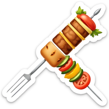 Extremely minimalist kebab skewer with basic shapes sticker