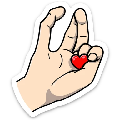 Cute Korean finger heart gesture, hand making a small heart with thumb and index finger sticker