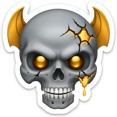 metal bat hitting skull sticker