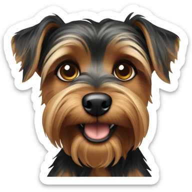 A mainly black with brown eyebrows and bottom snout dog Yorkshire-terrier/yorky mix sticker