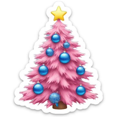 Pink christmas tree with blue ornaments sticker