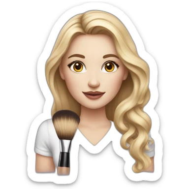 A makeup artist white girl with a makeup brush in her hand sticker