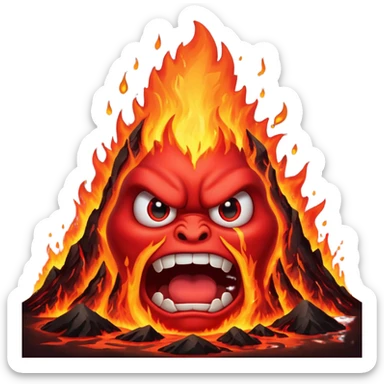 can i have an image of an angry volcano erupting with an angry fave sticker