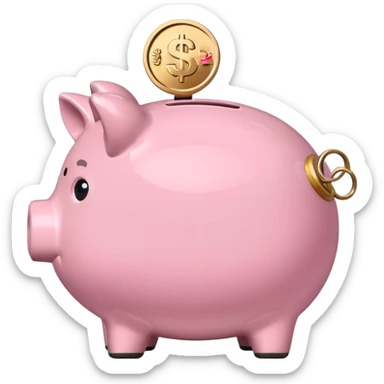 A piggy bank with a coin being inserted, symbolizing company pension savings. Minimalist, clean emoji design. sticker