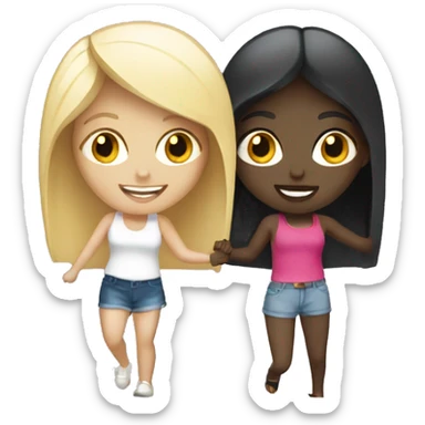 Black girl and white blonde girl partying sticker