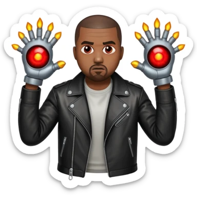 kanye west fighting evil ai robot sticker