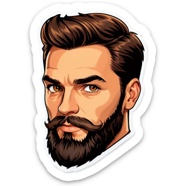 handsome male portrait with beard sticker