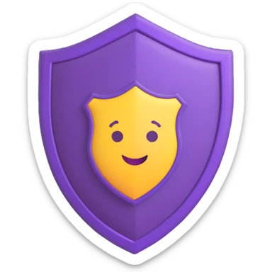 purple team cyber security emoji featuring a shield with digital elements and a purple color scheme in modern emoji style sticker
