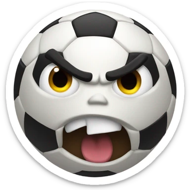 Soccer ball with angry expression sticker
