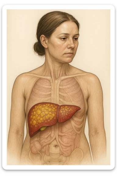 donna con fegato grasso immagine realistica sticker