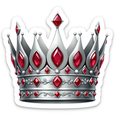 Men's silver crown with red rubies, regal and masculine design sticker