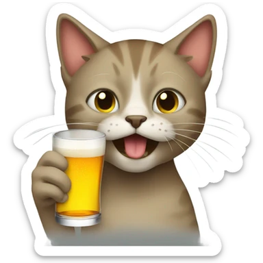 cat drinking booze sticker