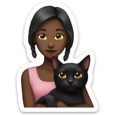 black cat with girl sticker