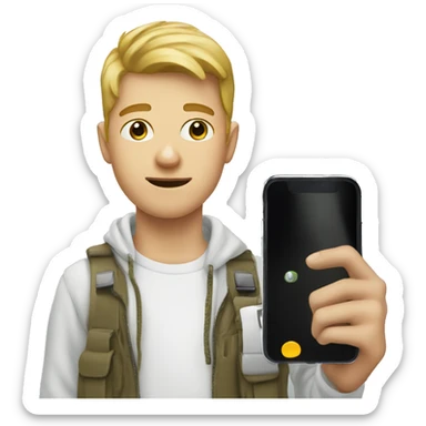 white kid taking a photo of someone on his phone sticker