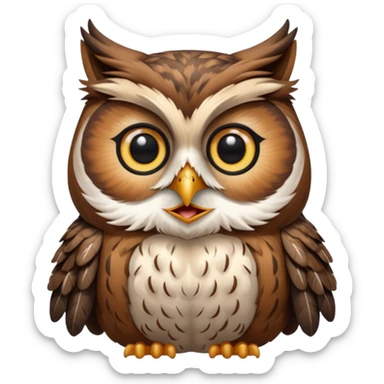 The real-life full sized owl with cat's face on transparent background sticker