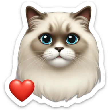 Himalayan cat in red heart sticker