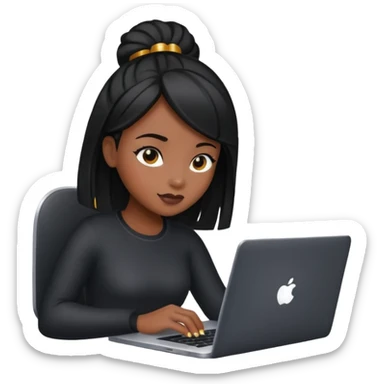 black pretty girl working hard with sparkles on laptop sticker