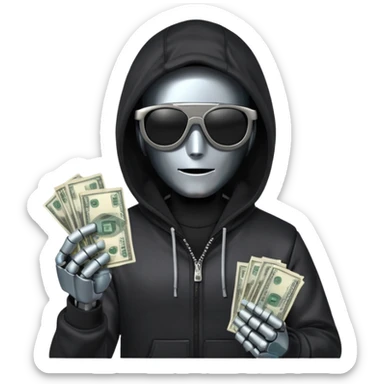 hoodie, sunglasses, money ROBOT sticker