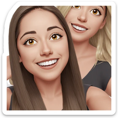 smiling girls with long hair sticker