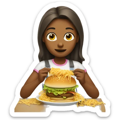girl eating pasta and hamburger sticker