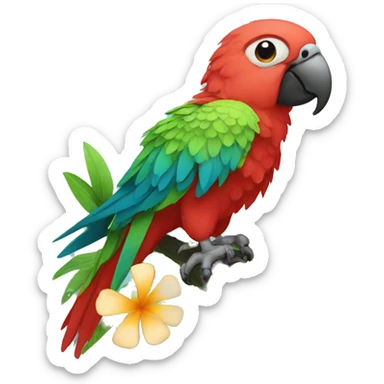 parrot with a flower sticker