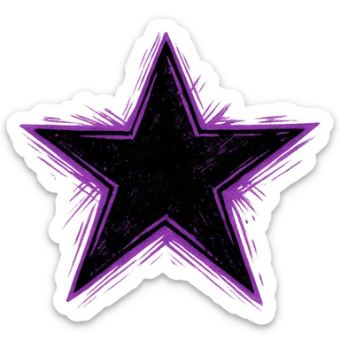 emo style black and purple black star, no background sticker