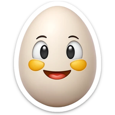 3D emoji icon of an egg in Apple style, isolated, soft pastel background, high-resolution, minimalistic, plastic texture, soft lighting, realistic shadows, front-facing, centered sticker
