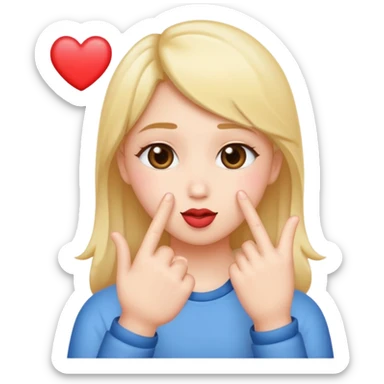 an uwu kissy face with a finger heart sticker