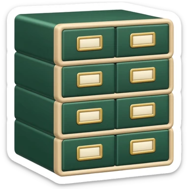 dark green open case with light beige bills sticker