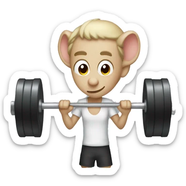 Create an emoji of a person lifting weights that looks like a rat sticker