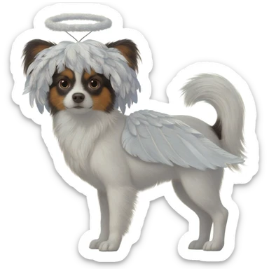 dog papillon wig angel sticker
