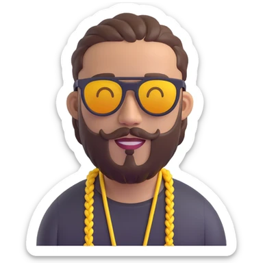 portrait of a man with short braids, trimmed beard, wearing sunglasses, 3D emoji style, inspired by the reference photo sticker