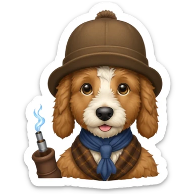 Golden Doodle as Sherlock Holmes sticker