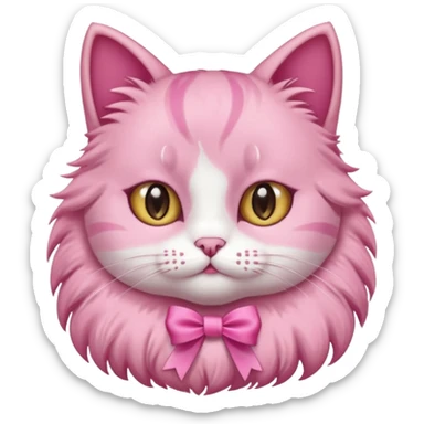 cute pink cat with a ribbon as necklace sticker