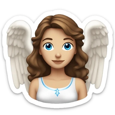 Beautiful brown-haired woman with blue eyes as an angel. sticker