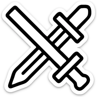 large X overlapping a sword, minimalist style, no text sticker