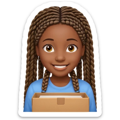 black girl with straight down box braids sticker