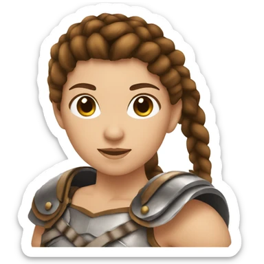 Girl gladiator with brown hair and braids sticker