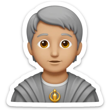 Dios griego estilo estatua de color gris, de perfil mirando con una lupa de sticker