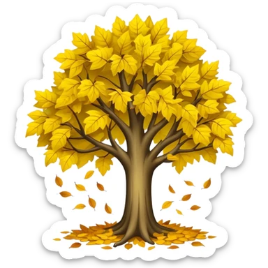tree with releasing  old yellow leaves  sticker