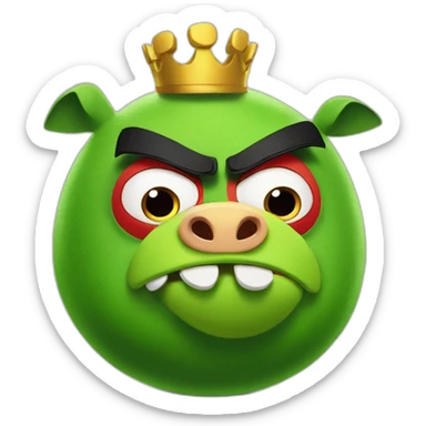 The green king pig from Angry Birds rules the birds sticker