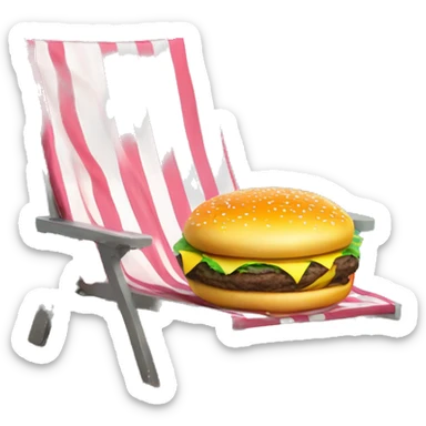Cheeseburger with a face wearing pajamas sitting on a beach chair sticker
