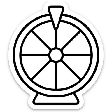 Fortune wheel with segmented sections and a spinner pointer sticker