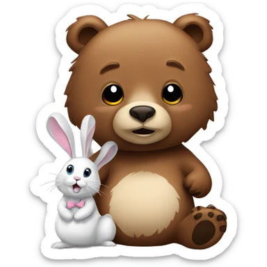 Grizzly bear with Bunny sticker
